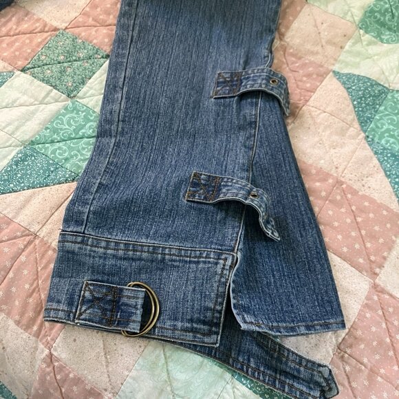 Y2K Request Jeans Juniors 9 Belted Strappy Flared Vintage Mid Rise 2000s Grunge - Picture 8 of 12